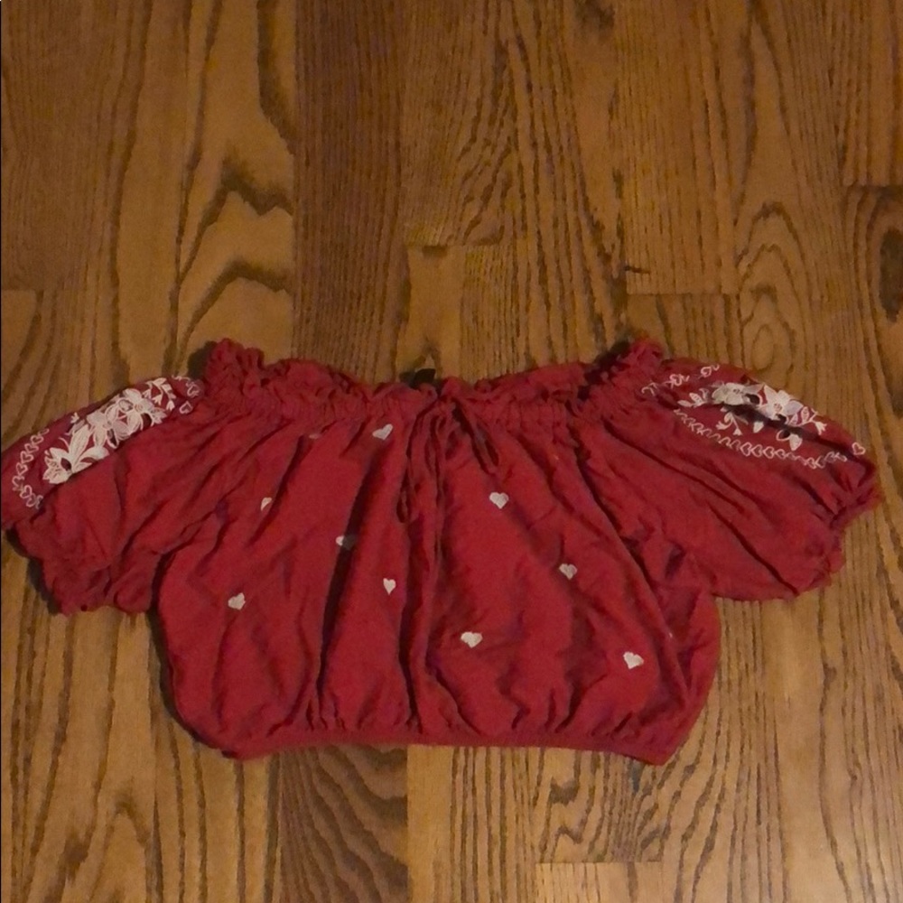 red top shop peasant top